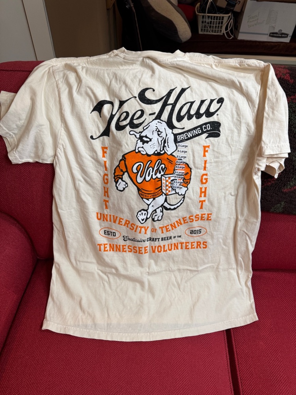 Comfort Colors Cream Tennessee Volunteers  'YEE HAW BEER'  Graphic Tee NWT